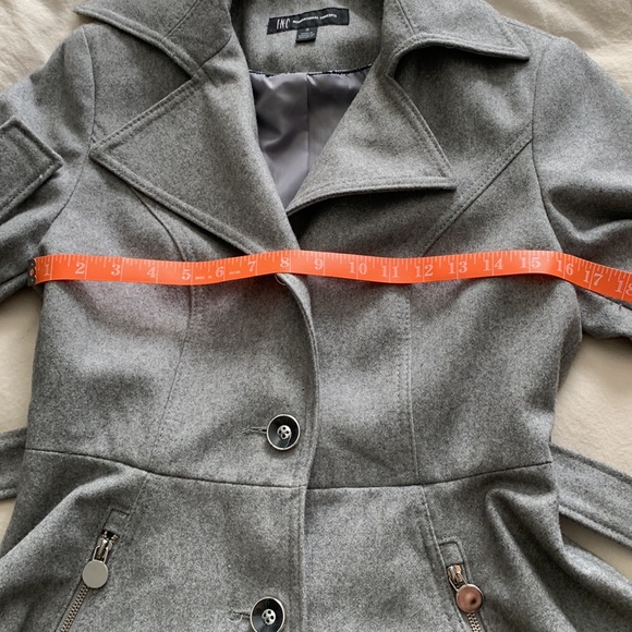 🩶NWOT INC Grey Peplum Wool Button Up Jacket - Picture 16 of 17